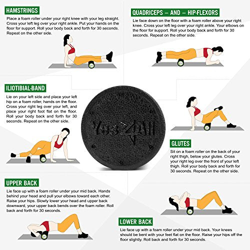 Yes4All EPP Exercise Foam Roller – Extra Firm High Density Foam Roller – Best for Flexibility and Rehab Exercises (12 inch, Black) - color: Black, size: 12-inch (Pack of 1)