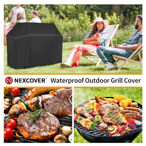 NEXCOVER Grill Cover, BBQ Cover 55 inch,Waterproof BBQ Grill Cover,Fade Resistant Gas Grill Cover, Barbecue Grill Covers, Fits Grill of Weber, Brinkmann, Nexgrill, Black Grill Cover for Outdoor Grill. - size: 55"