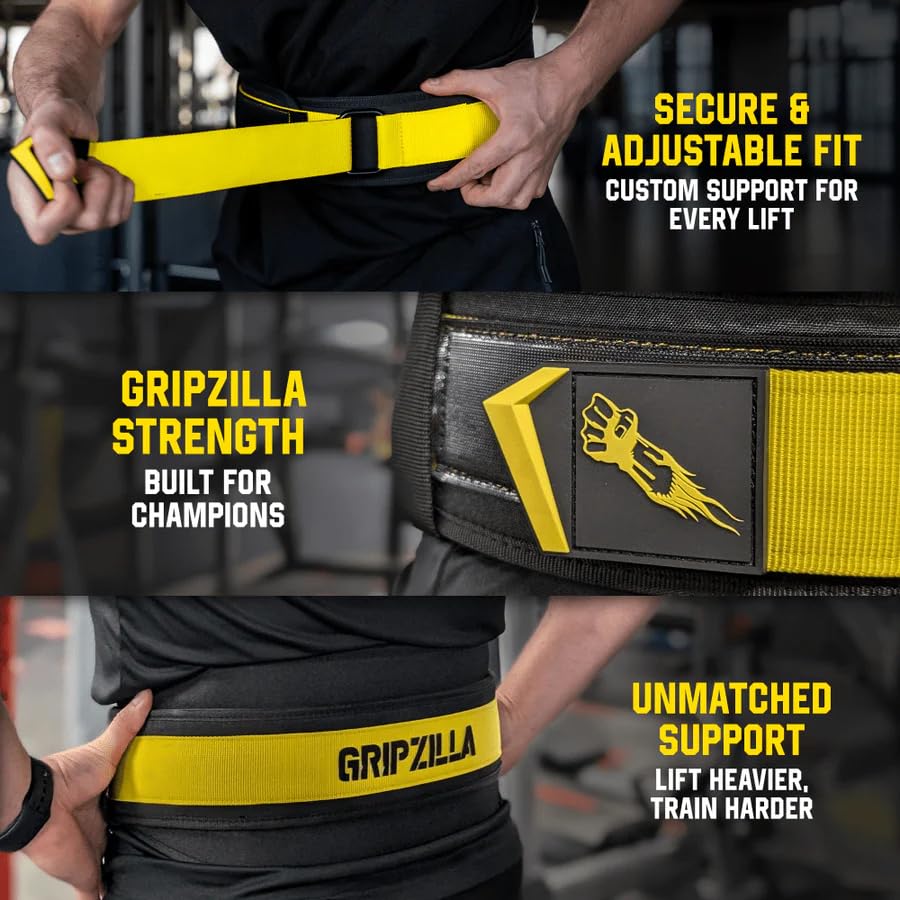 GRIPZILLA Weight Lifting Belt for Men & Women – Gym Belt for Back Support, Powerlifting, Deadlifts, Squats, Bodybuilding, Workout, Cross Training, Quick Lock Buckle Weightlifting Belt, Fitness Gear