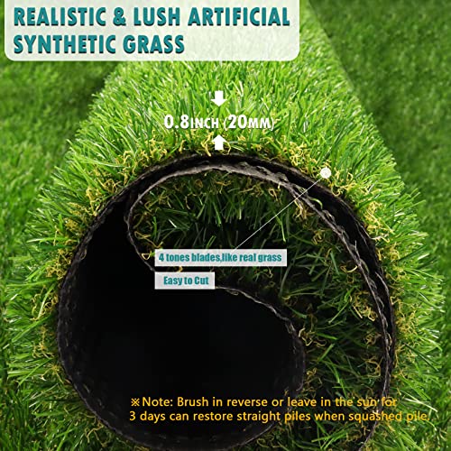 Heyroll Artificial Turf Grass Indoor Outdoor 1 ft x 4 ft, 0.8 inch Realistic Synthetic Fake Grass, Artificial Lawn Rug Dog Pets Mat, Turf Carpet for Patio Landscape Backyard, Custom Size - size: 1FTx4FT