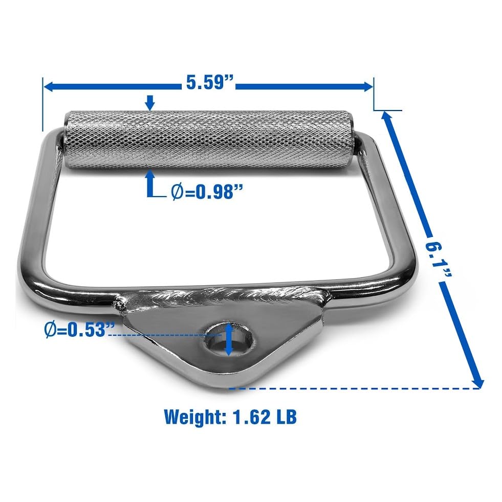 Yes4All Cable Machine Attachment, Double D Handle & Tricep Rope Cable Attachment, Weight Machine Accessories Load 880 LB for Home Gym - color: A. Single D Handle - Chrome