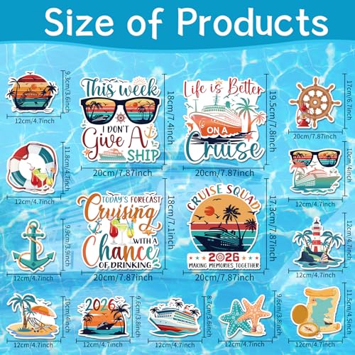 Wxiben 15 Pcs Retro Nautical Cruise Ship Door Magnets Decorations Magnetic | 2026 Sea Navigation Magnet Stickers, Strong Magnet Grip, Firm Sticking, for Carnival, Party, Fridge, Stateroom Cabin Door - style: Nautical