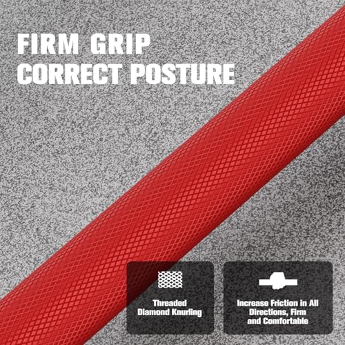RitFit Barbell Weight Set - 4/6FT Olympic Barbell with Weight Plates (55-115LB Total) - Weightlifting Equipment for Squats, Curls, Deadlifts, Presses, Hip Thrusts - color: Black/Red, size: 6FT With 85LB Plates