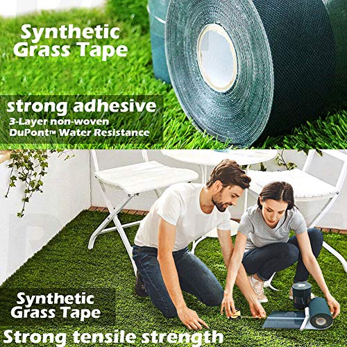 TYLife Artificial Grass Tape,Grass Turf Seaming Tape for Synthetic Grass,Carpet Seam Tape for Jointing Fixing Green Lawn Mat Rug,Connecting Fake Grass Carpet,6" x65.6' - size: 6InX65.6Ft(15cmX20m)