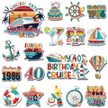 Wxiben 18 Pcs 40th Birthday Cruise Door Magnets Ship Decorations Magnetic | 40 Year Old Birthday Magnet Stickers, Strong Magnet Grip, Firm Sticking, for Carnival, Party, Fridge, Stateroom Cabin Door - style: 40th Birthday