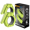 Forcefree+ Barbell Clips (Pair), Barbell Clamps, Quick Release Olympic Barbell Clamps with Anti Slip TPR Grip, Barbell Collars for Secure Weightlifting & Powerlifting - color: Green