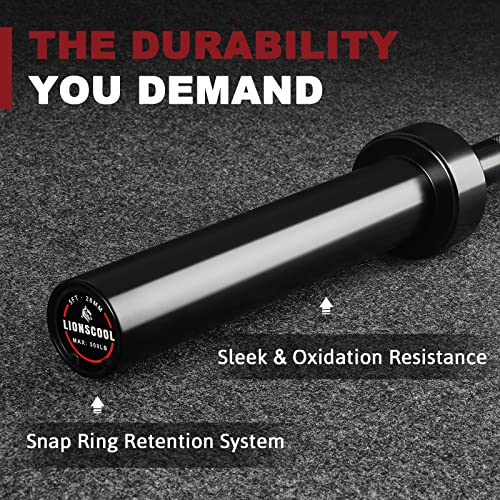 LIONSCOOL Premium 4ft/4.9ft/6ft Barbell for Strength Training and Olympic Weightlifting, 2 Inch Weight Bar for Squats, Curls, Deadlifts, Presses, Hip Thrusts, 350lbs/500lbs Capacity - color: Black, size: 4.9 ft