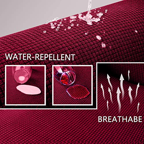 Granbest Premium Water Repellent Wingback Chair Cover 2-Piece High Stretch Jacquard Fabric Wing Back Chair Slipcovers (Wing Chair Cover, Wine Red) - color: Wine Red