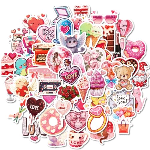 100PCS Pink Valentine's Day Stickers, Cute Valentine Stickers for DIY Crafts, Scrapbook, Water Bottles, Laptops, Phone Cases for Valentine's Day Gifts & Decorations - color: Lover