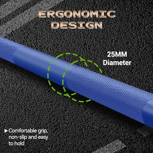 7FT/4 ft Home Gym Barbell Bar – 700LB/1500LB/500LB Capacity, Anti-Slip Knurling, Solid Steel, for Weightlifting, Strength Training - color: Blue, size: 4FT-Straight Bar