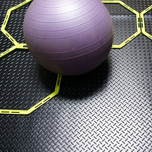 Rubber-Cal Diamond-Plate Rubber Flooring Roll - 3 mm x 4 ft x 8 ft Roll - Black - size: 96"L x 48"W x 0.1"Th