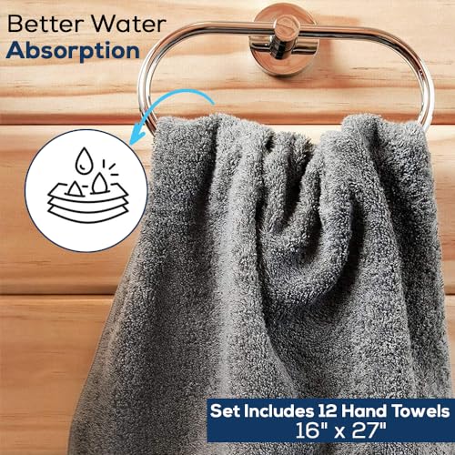 SIMPLI-MAGIC Towels, Hand, Gray 12 Count - size: 12 Pack, style: Hand Towels