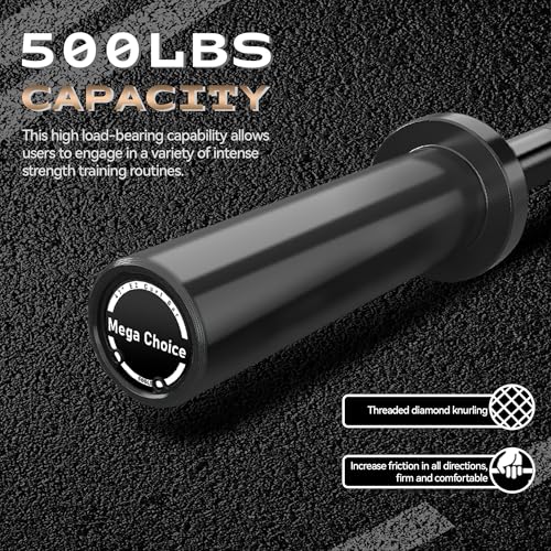 7FT/4 ft Home Gym Barbell Bar – 700LB/1500LB/500LB Capacity, Anti-Slip Knurling, Solid Steel, for Weightlifting, Strength Training - color: Black, size: 4FT-Straight Bar