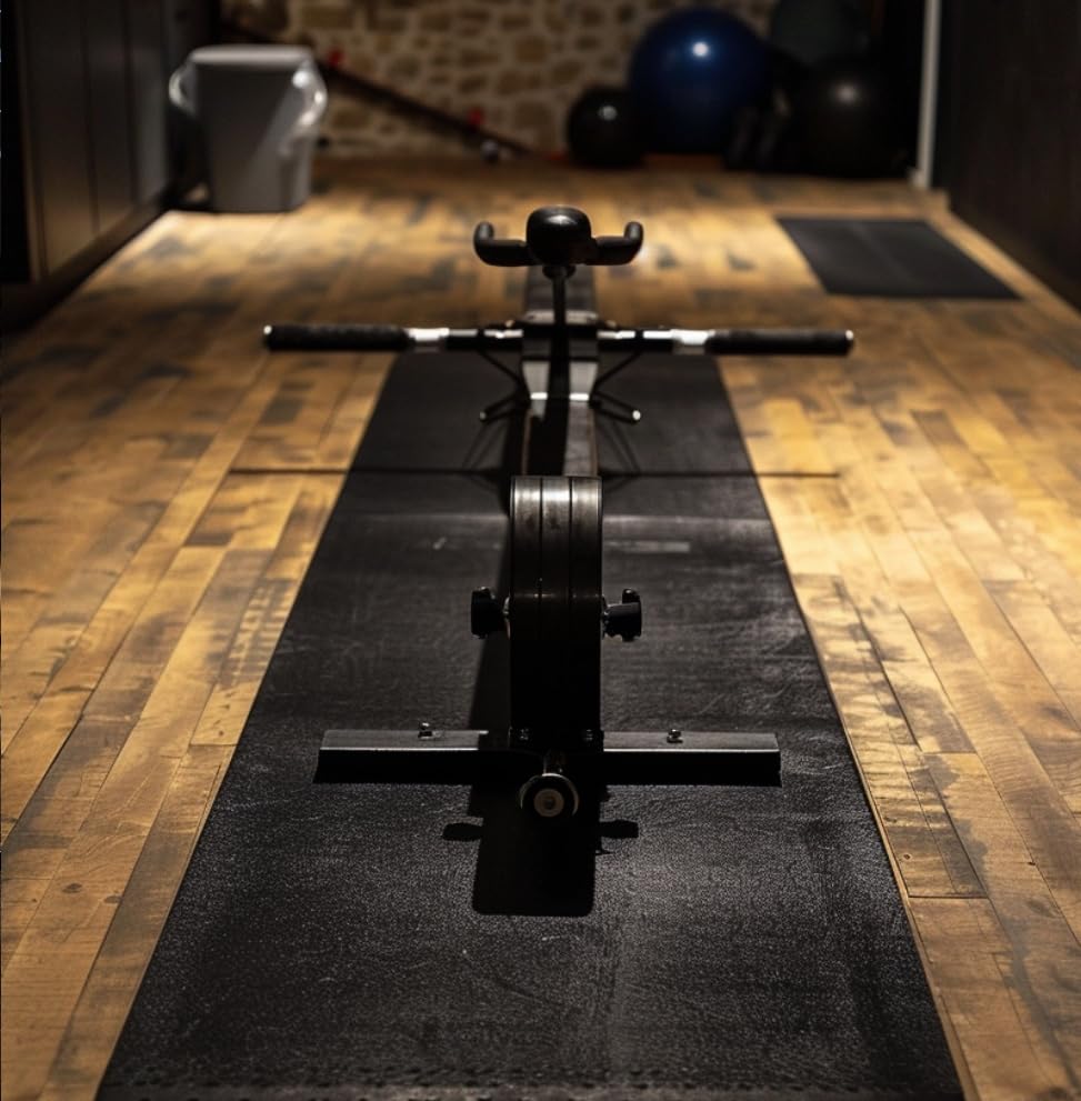 Cycleclub 36" x 102" Large Rower Mat Compatible with Peloton Rower Matt, Treadmill Mat, Elliptical Pad for Hardwood Floor Carpet Black Gym Equipment rowing Machine Matt