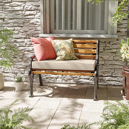 Premium Outdoor Bench Cushions for Patio Furniture 3.5inches Memory Foam Bench Cushion Waterproof Fade Resistant Porch Swing Cushions with Straps 36×18 Inch Cream - color: Cream, size: 36'' x 18'' x 3.5''