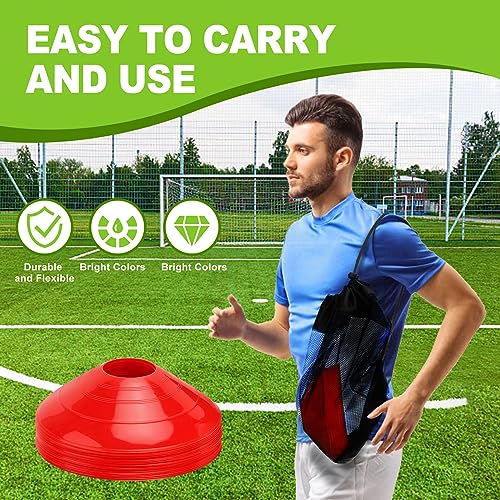 Ashsajkd(Set of 25/50/100 - Agility Soccer Cones with Carry Bag and for ， Football Cones for TrainingFootball, Basketball, Coaching, Agility Cones for Indoor and Outdoor Games - color: E-25 Pack red