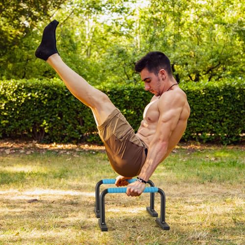Strength Training Parallettes Push Up Bars, Pushup Handles Calisthenics Equipment for Home Workout, Anti-slip Gymnastics Bars, Handstand & Dip Bar for Outdoor Exercise - color: Black