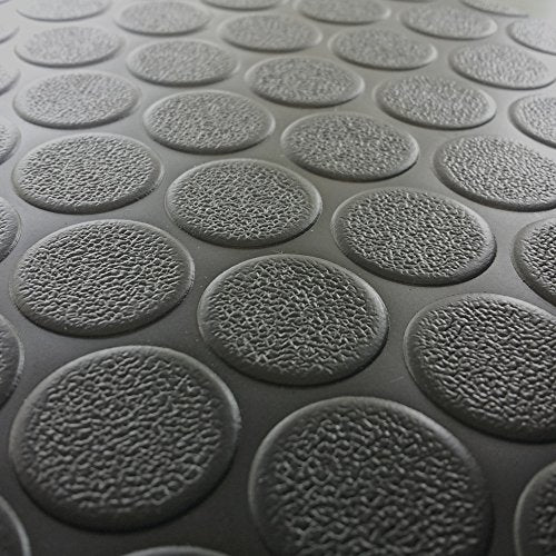 Rubber-Cal Coin-Grip Flooring and Rolling Mat - color: Dark Grey, size: 2mm x 4 x 4-Feet