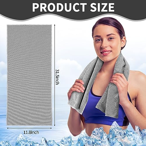 Honoson Cooling Towel Bulk - Neck & Face Cool Chilly Towels Microfiber Breathable Sport Sweat Rag for Gym, Yoga, Travel, Camping, Running, Outdoor - color: Gray Series Color, size: 32"x12"