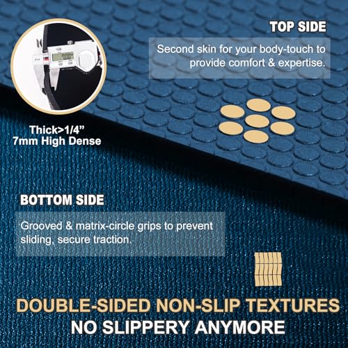 GXMMAT Extra Large Exercise Mat 16'x6'/12'x6'/10'x6'/8'x6'(7mm), Extra Wide Workout Mats for Home Gym Flooring, Non-Slip Thick Durable Cardio Mat for MMA,Plyo,Jump Rope,Weights,Fitness,Shoe-Friendly - color: Navy Blue, size: 6*8 FT