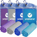 YQXCC 4 Pack Cooling Towels (40"x12"), Cool Neck Towel, Soft Breathable Microfiber for Gym, Yoga, Golf, Running, Camping & Summer Outdoor Activities - color: Dark Blue + Light Blue + Light Gray + Purple