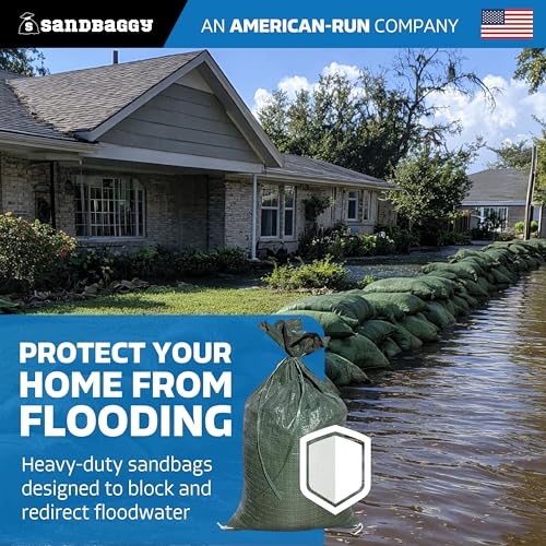 Sandbaggy - Heavy Duty Empty Sandbags For Flooding (14" X 26") - Poly Sand Bags - Flood Barrier, Weight, Construction, Earth Bag Homes - Reusable, UV Resistant - Tie Strings Attached (50 Bags) - size: 50 Count (Pack of 1)
