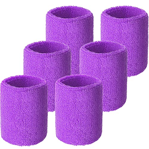 Willbond Wrist Sweatbands, Sports Sweatbands for Competition, Sweat Absorbent, for Basketball, Tennis, Football, Running and Work (Pack of 6) - color: Light Purple