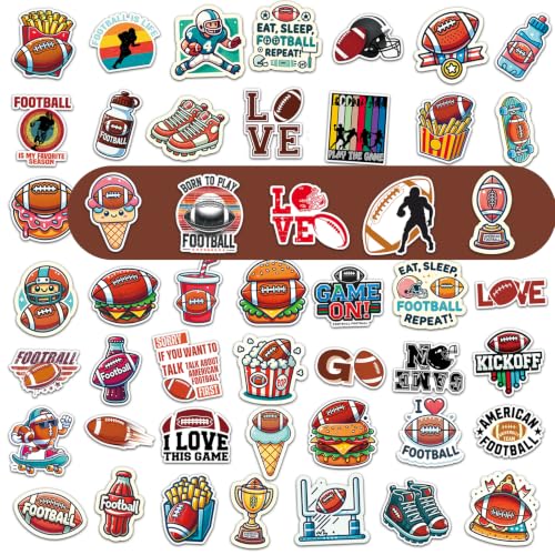 Football Party Favors, 2 Pack Football Water Bottles with 200 PCS Stickers | 20oz Sports Squeeze Bottle & Football Stickers, BPA-Free Reusable Water Bottles Bulk for Boys, Gifts For Team - style: 4# 2 Pack-Football