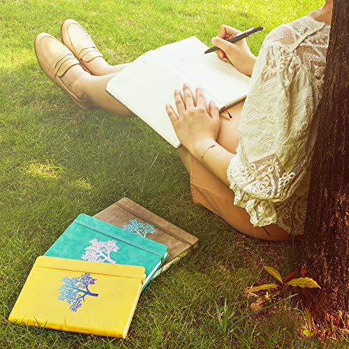Fanery Sue Journal Notebook 3 Pack Tree of Life Journals for Writing A5 College Ruled Lined Writing Personal Diary Notebooks 180° Lay Flat Thick Paper Hard Cover Leatherette 200 Pages - color: Sea Blue/Dark Blue/Dark Gray, style: 3 Pack