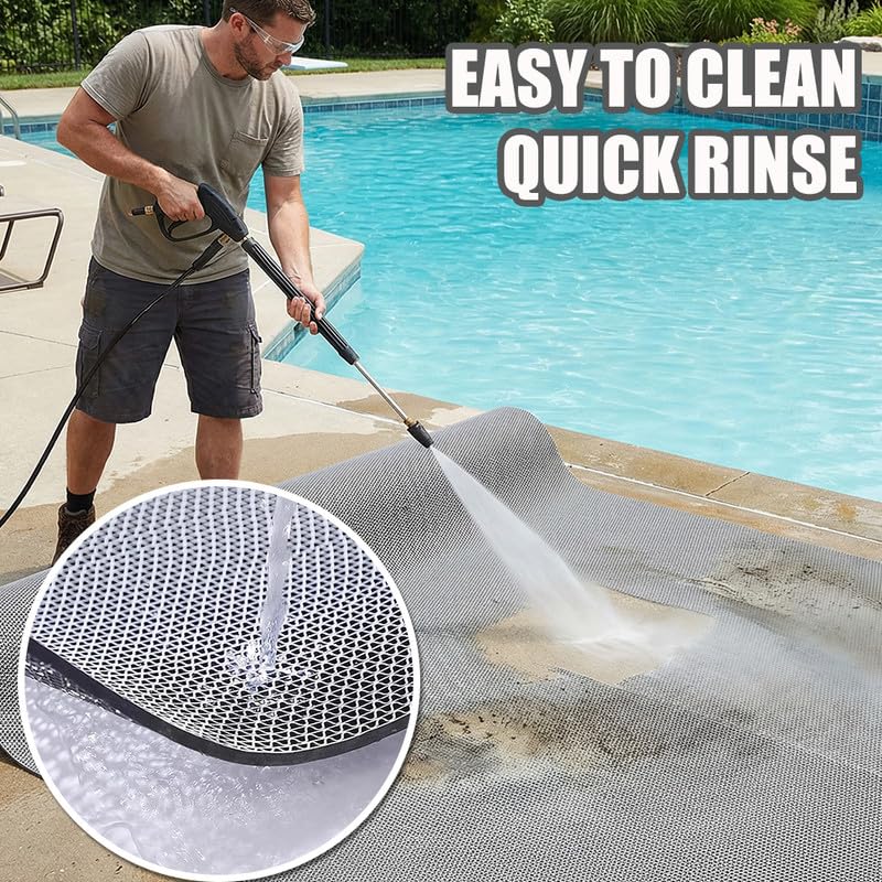 Non Slip Drainage Mats PVC Pool Floor Mat 0.23'' Thick Outdoor Indoor Parking Space Mat for Bathroom Garage Basement Backyard Commercial Kitchen 3x12Ft, Grey - size: 3FTX12FT