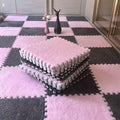 20pcs Plush Puzzle Foam Floor Mats, 11.8x11.8in Interlocking Carpet Soft Tiles，Anti-Slip Puzzle Area Rug Playmat for Room，Grey Pink - color: Grey Pink