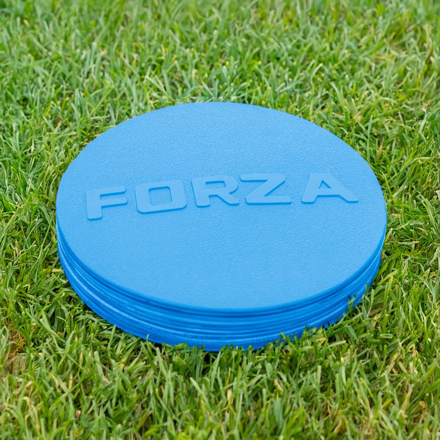 FORZA Flat Disc Markers | Brightly Colored Training Markers for Soccer & Outdoor Play – Available in Mini (Set of 20) or Standard (Set of 10) - color: Sky Blue, style: Mini (3.5in)