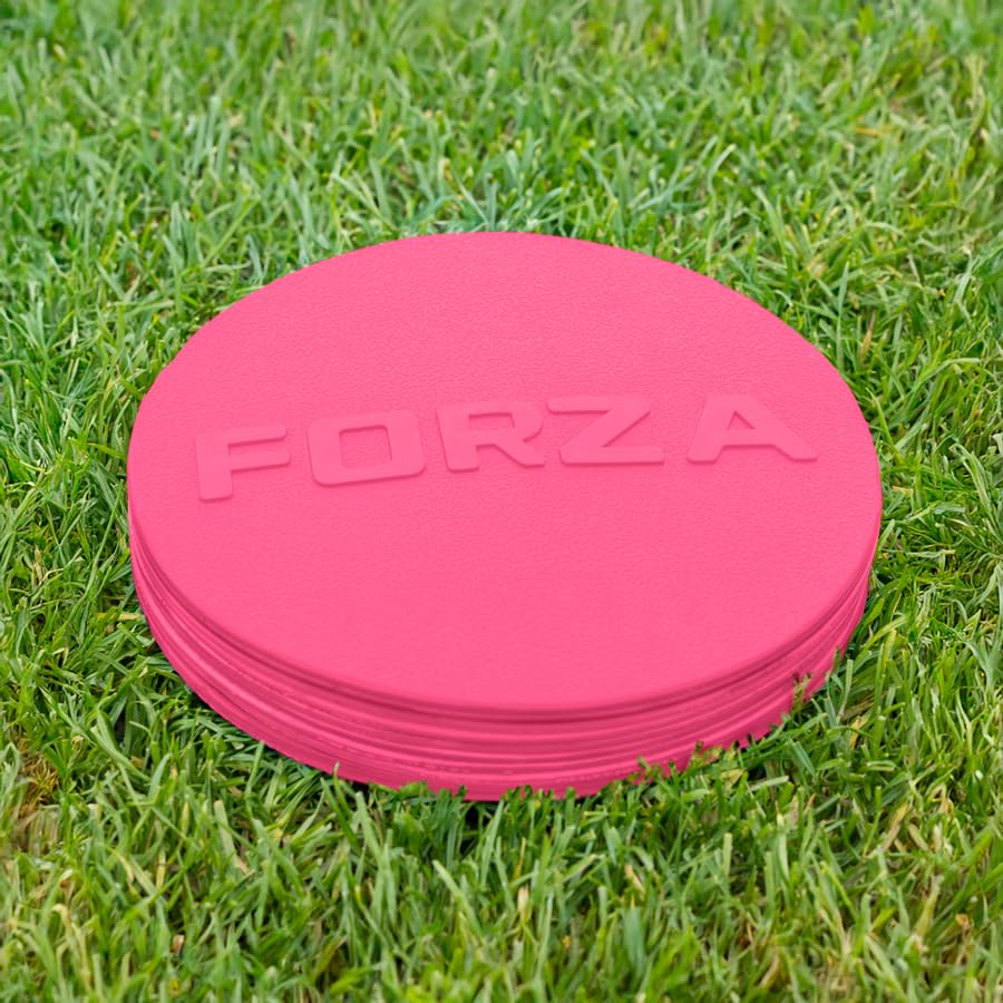 FORZA Flat Disc Markers | Brightly Colored Training Markers for Soccer & Outdoor Play – Available in Mini (Set of 20) or Standard (Set of 10) - color: Pink, style: Mini (3.5in)