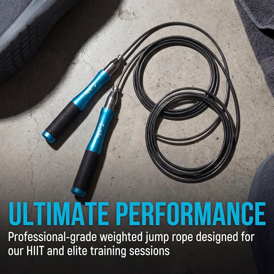 LANGETUKEE Speed Jump Rope - Professional Aluminum Alloy Skipping Rope with 360° Bearings - Adjustable 4mm Steel Cable for Double Unders, Boxing, MMA, HIIT & Cardio Training - Anti-Slip Grip - color: Blue3