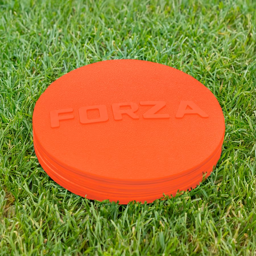 FORZA Flat Disc Markers | Brightly Colored Training Markers for Soccer & Outdoor Play – Available in Mini (Set of 20) or Standard (Set of 10) - color: Orange, style: Mini (3.5in)