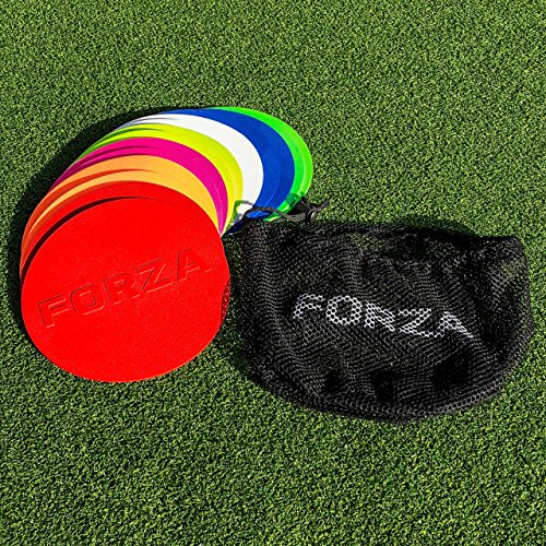 FORZA Flat Disc Markers | Brightly Colored Training Markers for Soccer & Outdoor Play – Available in Mini (Set of 20) or Standard (Set of 10) - color: Multi, style: Standard (7in)