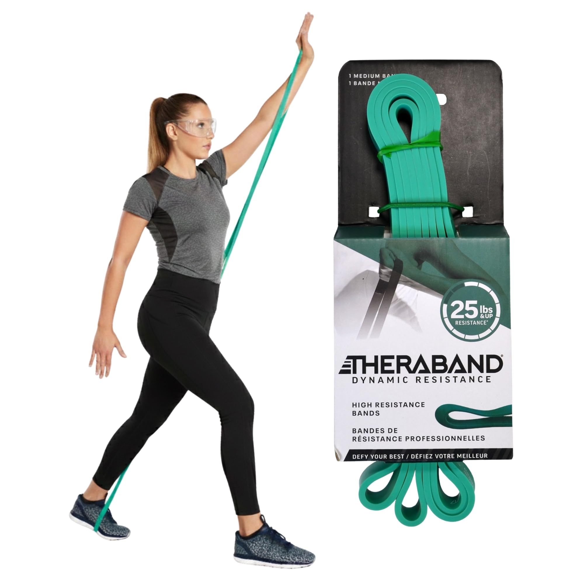THERABAND High Resistance Band, Medium Elastic Super Band for Full Body Workouts, Physical Therapy, Strength Training, Durable 41” Loop Exercise Band, 25 lb Resistance - size: Medium (25 lbs)