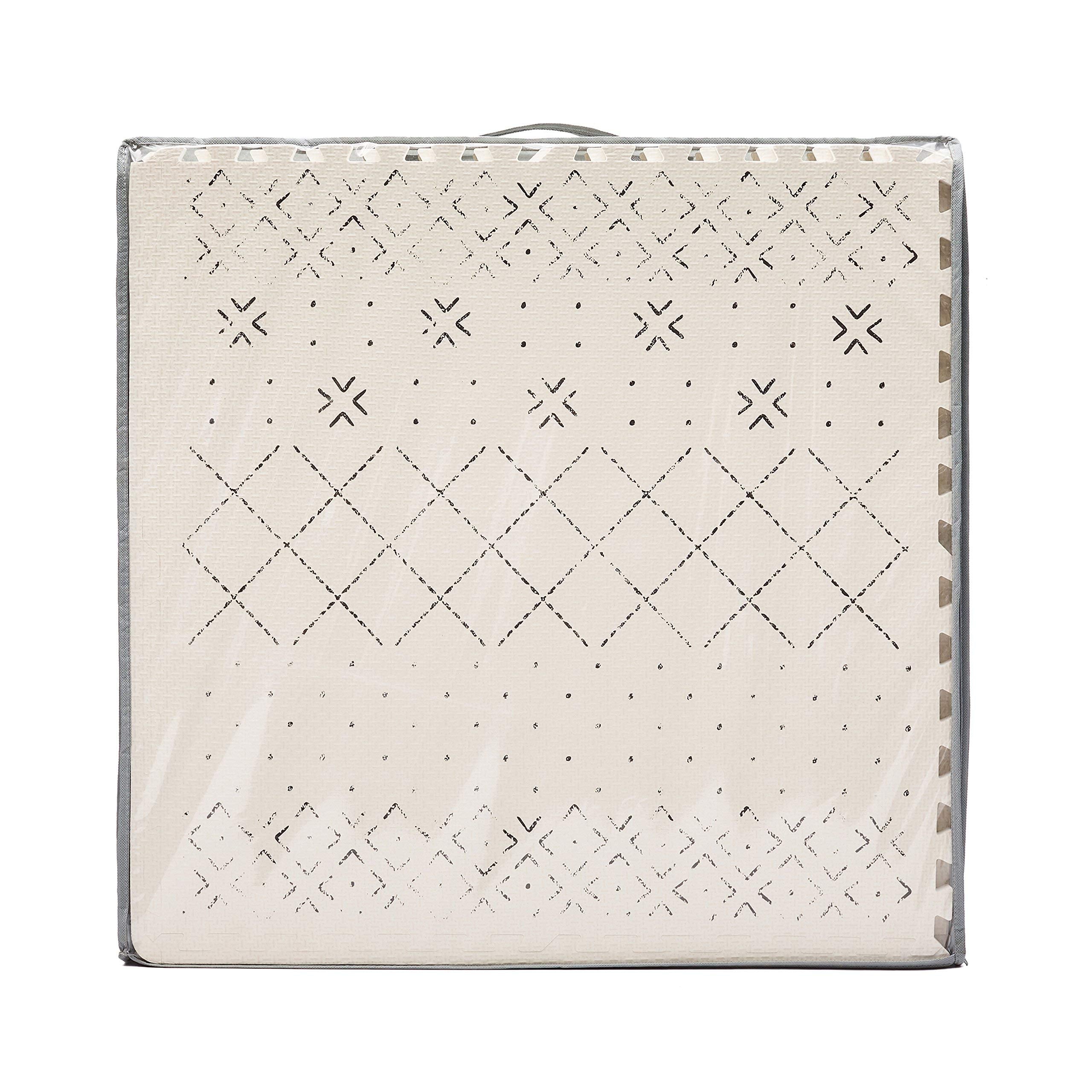Yay Mats Stylish Extra Large Puzzle Play Mat, Thick, Soft, Non - Toxic Foam Covers 6 ft x 4 ft. Expandable Tiles with Edges - EVA Foam Play Mat for Floor (Carter Mudcloth Tan) - color: Carter Mudcloth Tan